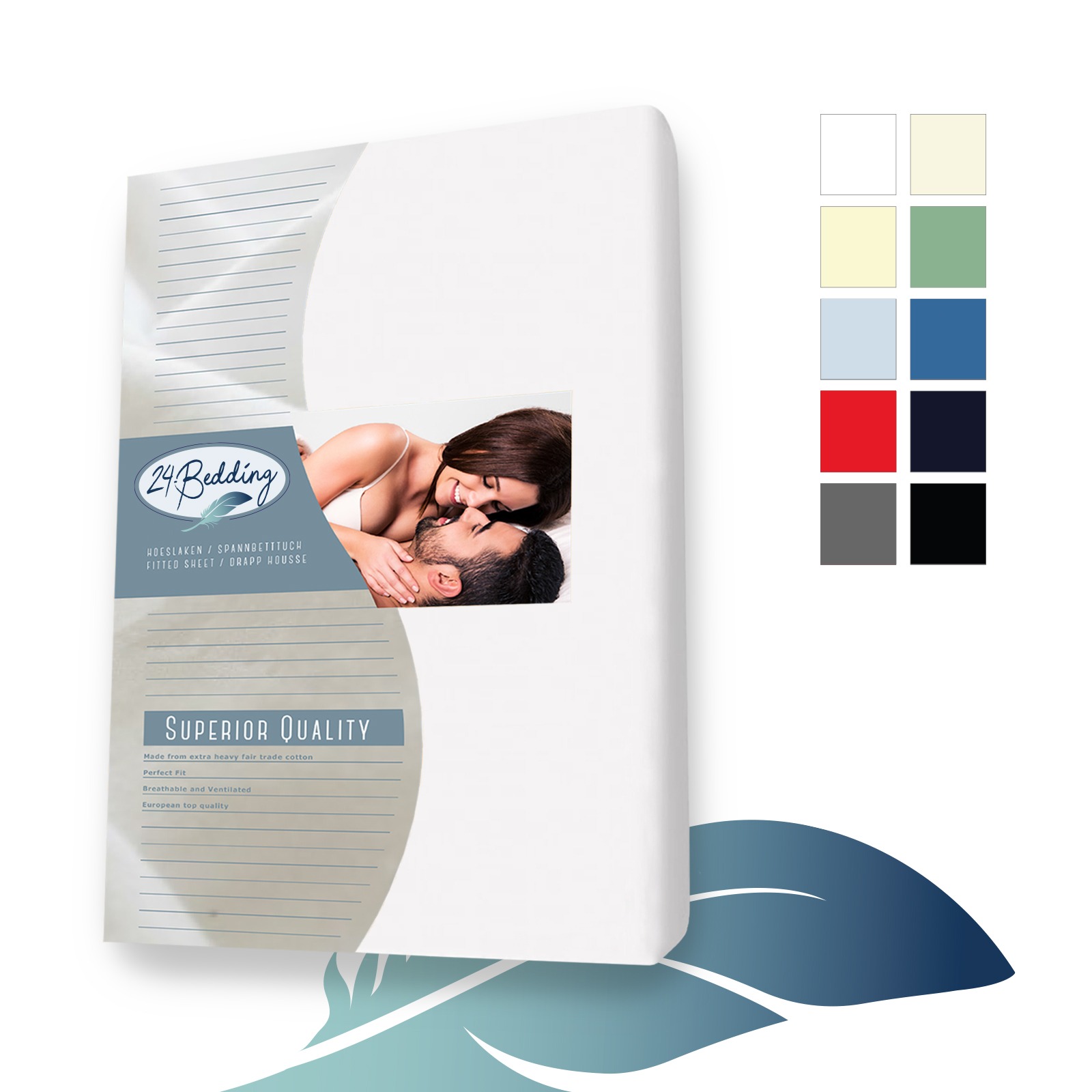 Duopak 2 stuks!! - Badstof Hoeslaken 80x200 cm Wit Voorzijde Verpakking