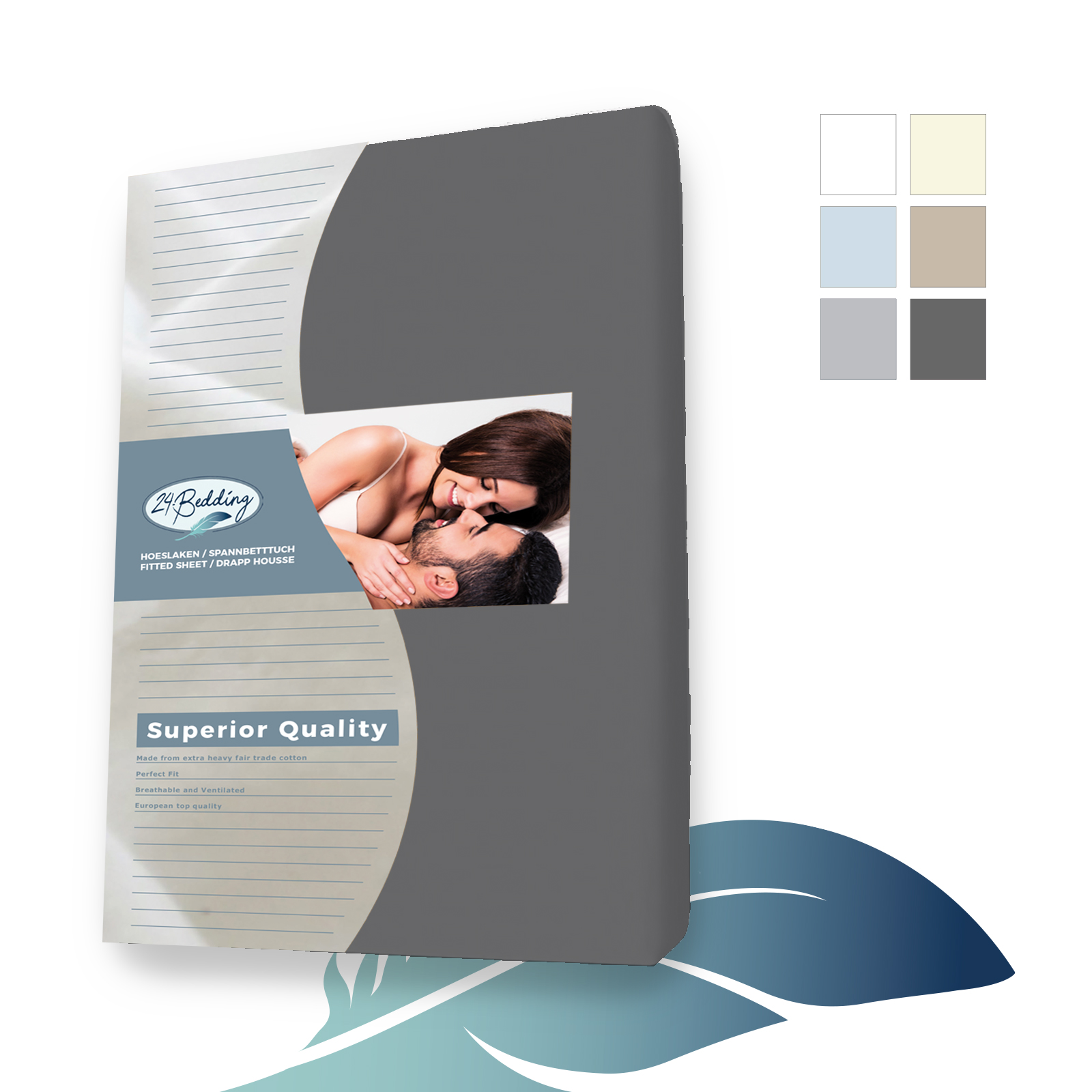 Dubbel Jersey-Topper Hoeslaken - 180 x 210 cm - donker Grijs