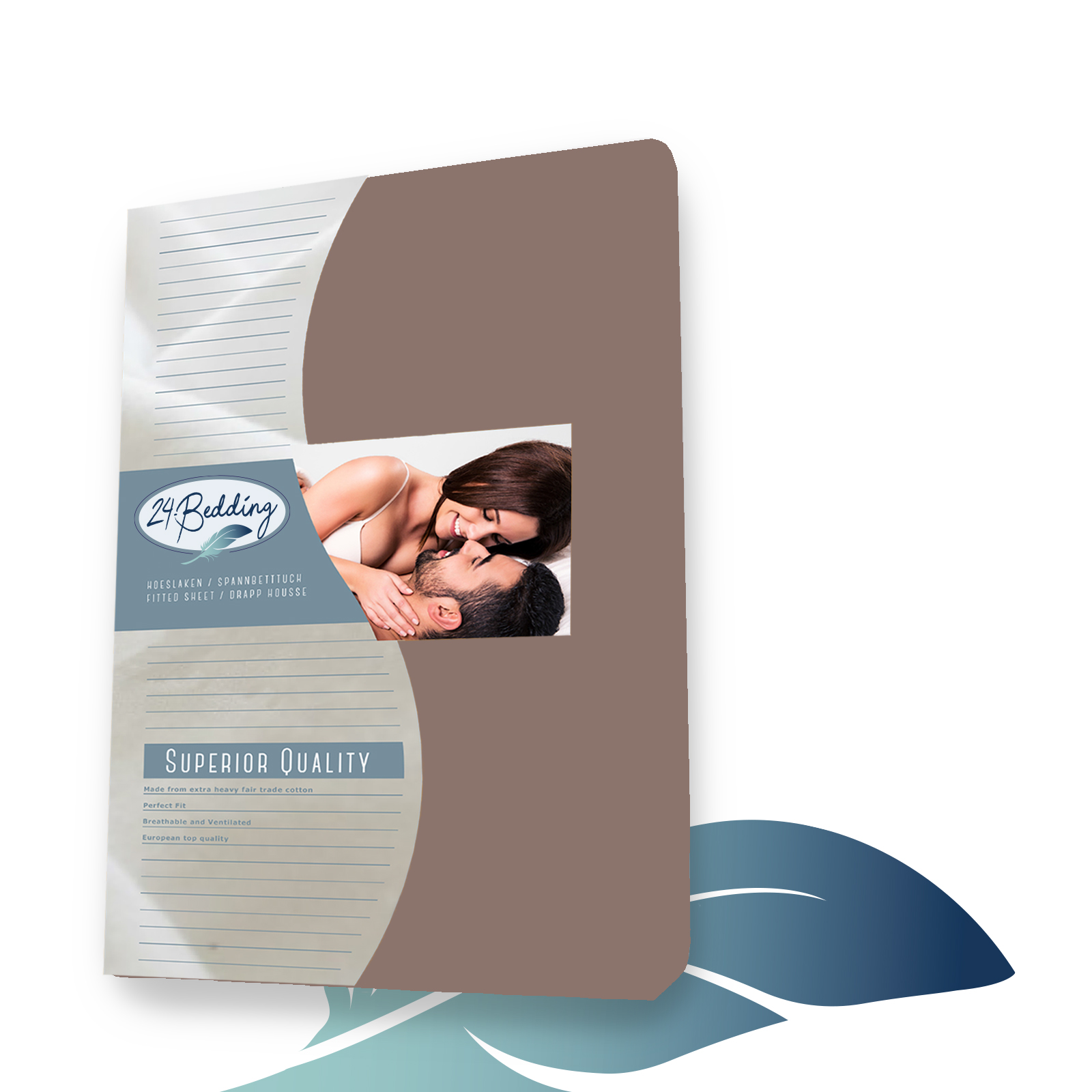 Duopak - 2 stuks!! - Dubbel Jersey hoeslaken 90 x 210 cm Taupe