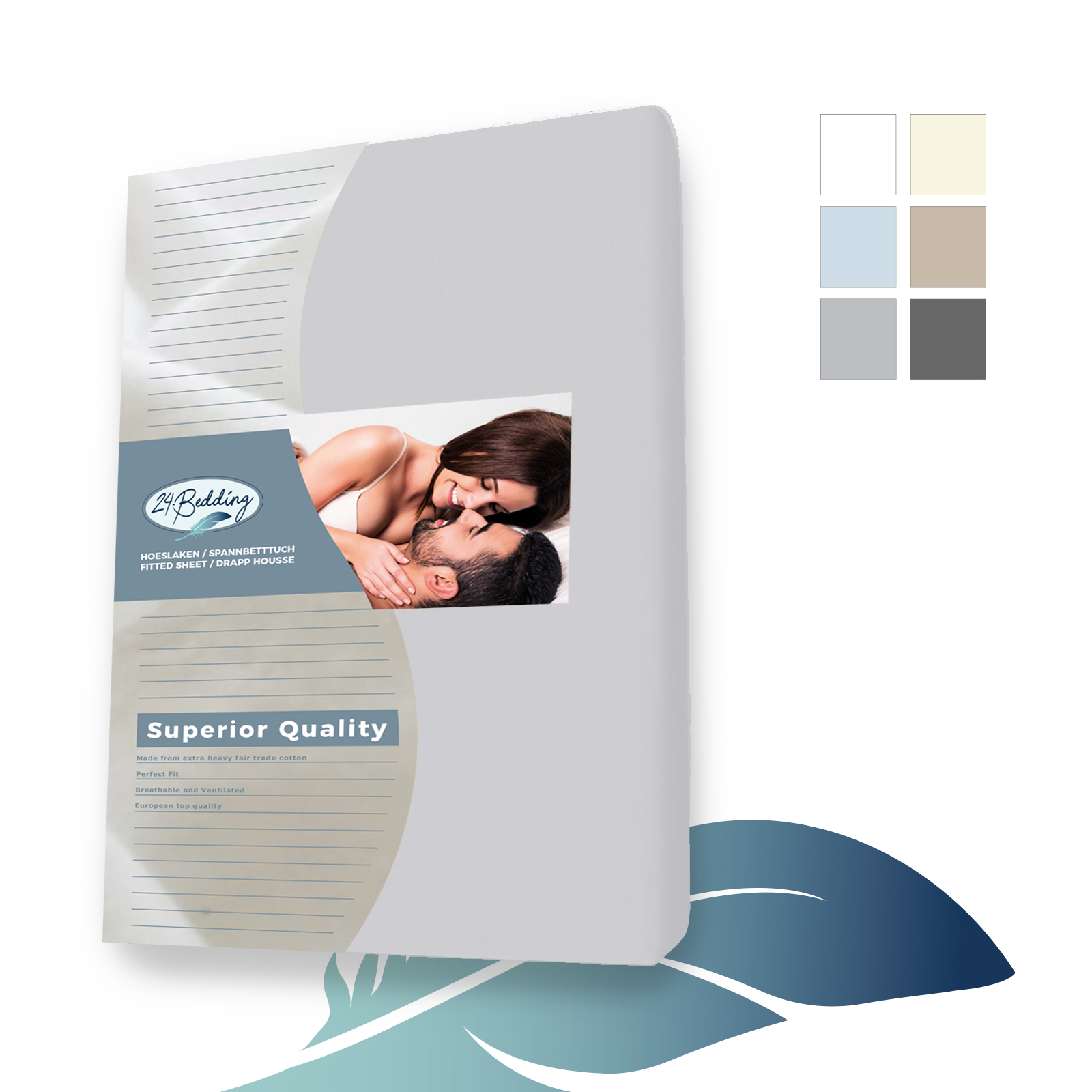 Dubbel Jersey-Topper Hoeslaken - 120 x 200 cm - zilver Grijs