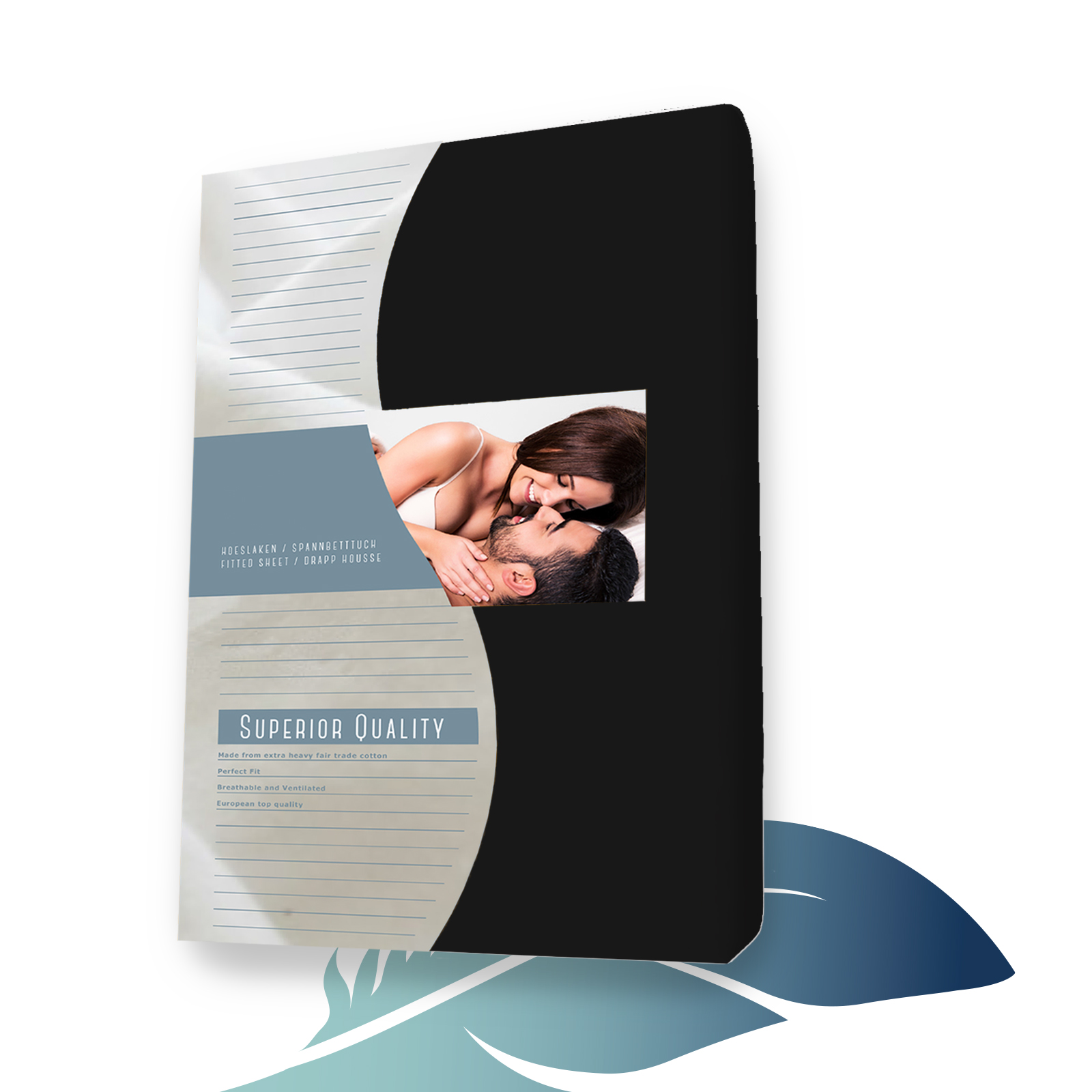 Flanellen splittopper hoeslaken 200 x 210 cm Zwart