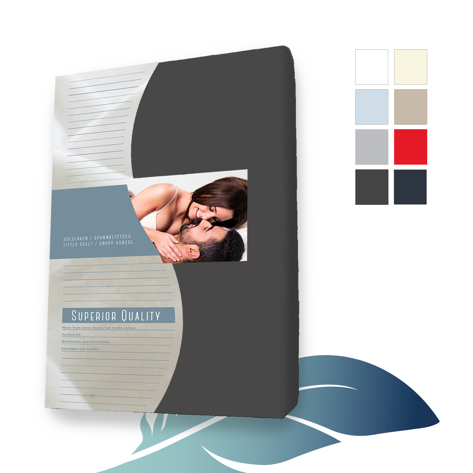 Duopak 2 stuks! - Jersey hoeslaken Elastaan 70 x 220 cm Antraciet