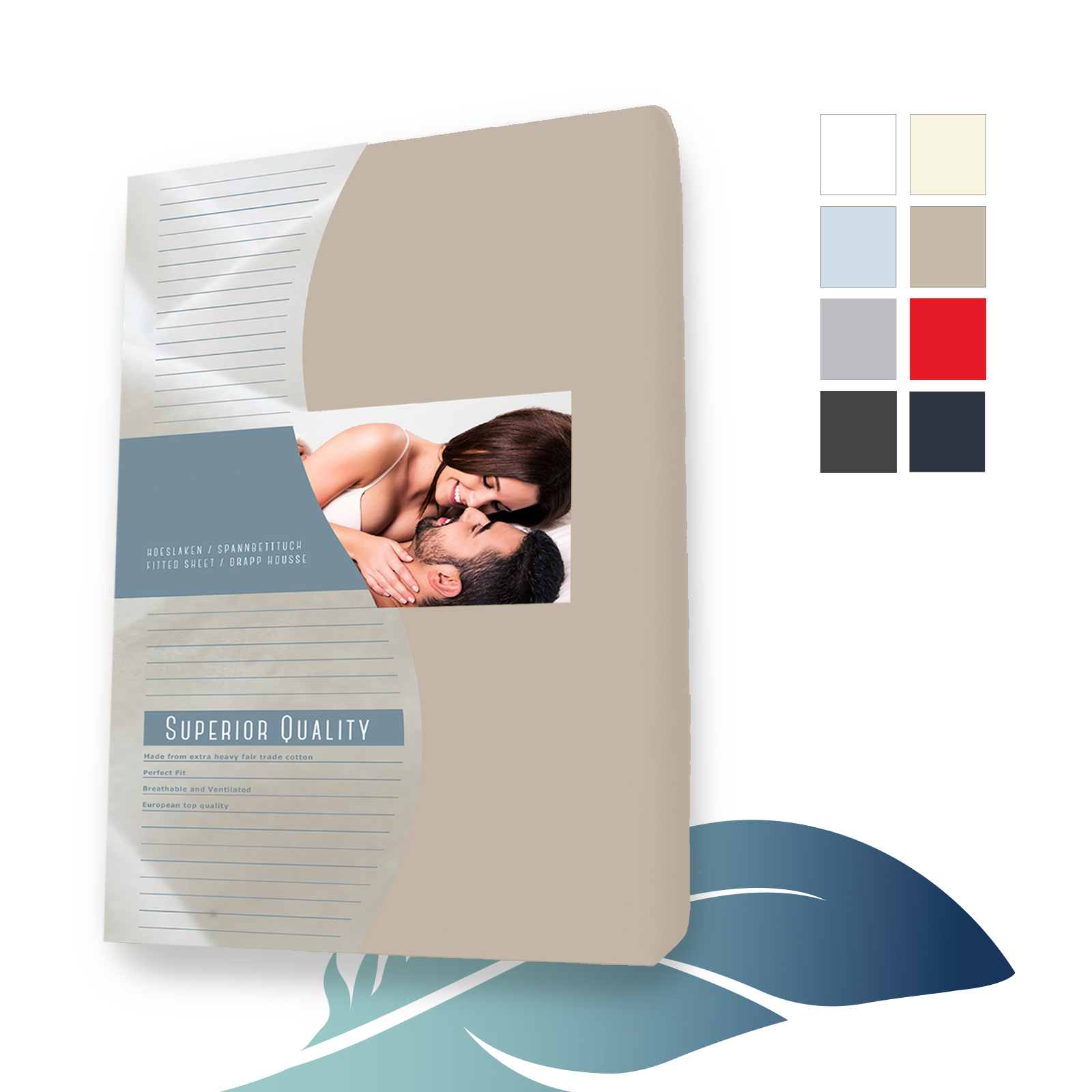 Duopak 2 stuks! - Jersey hoeslaken Elastaan 70 x 220 cm Taupe