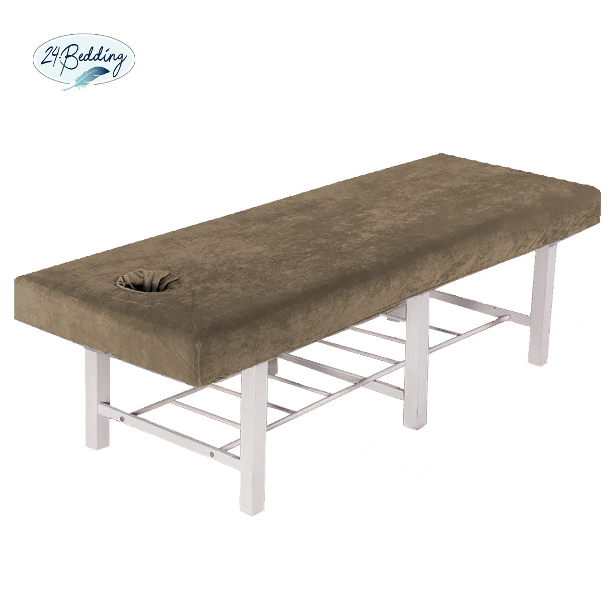 hoeslaken massagetafel met gezichtsuitsparing badstof 70 x 200 - 210 cm Taupe Bruin