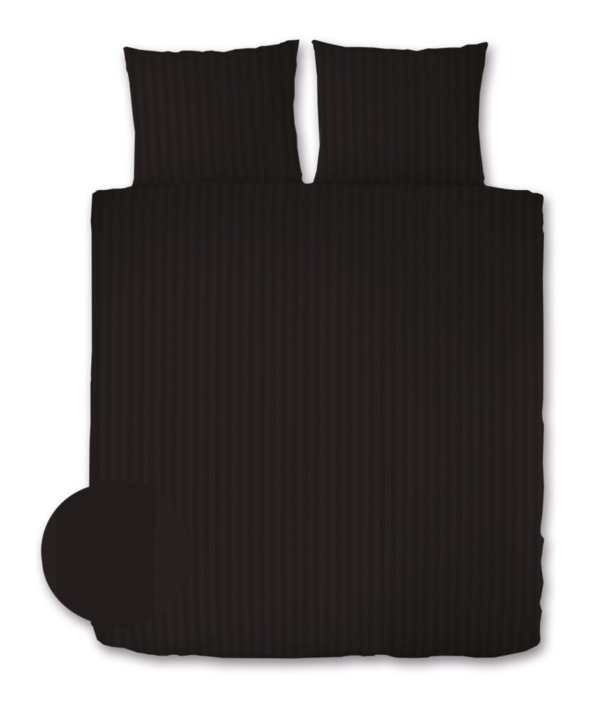 Dekbedovertrek Satijn gestreept 140 x 200/220 cm Zwart