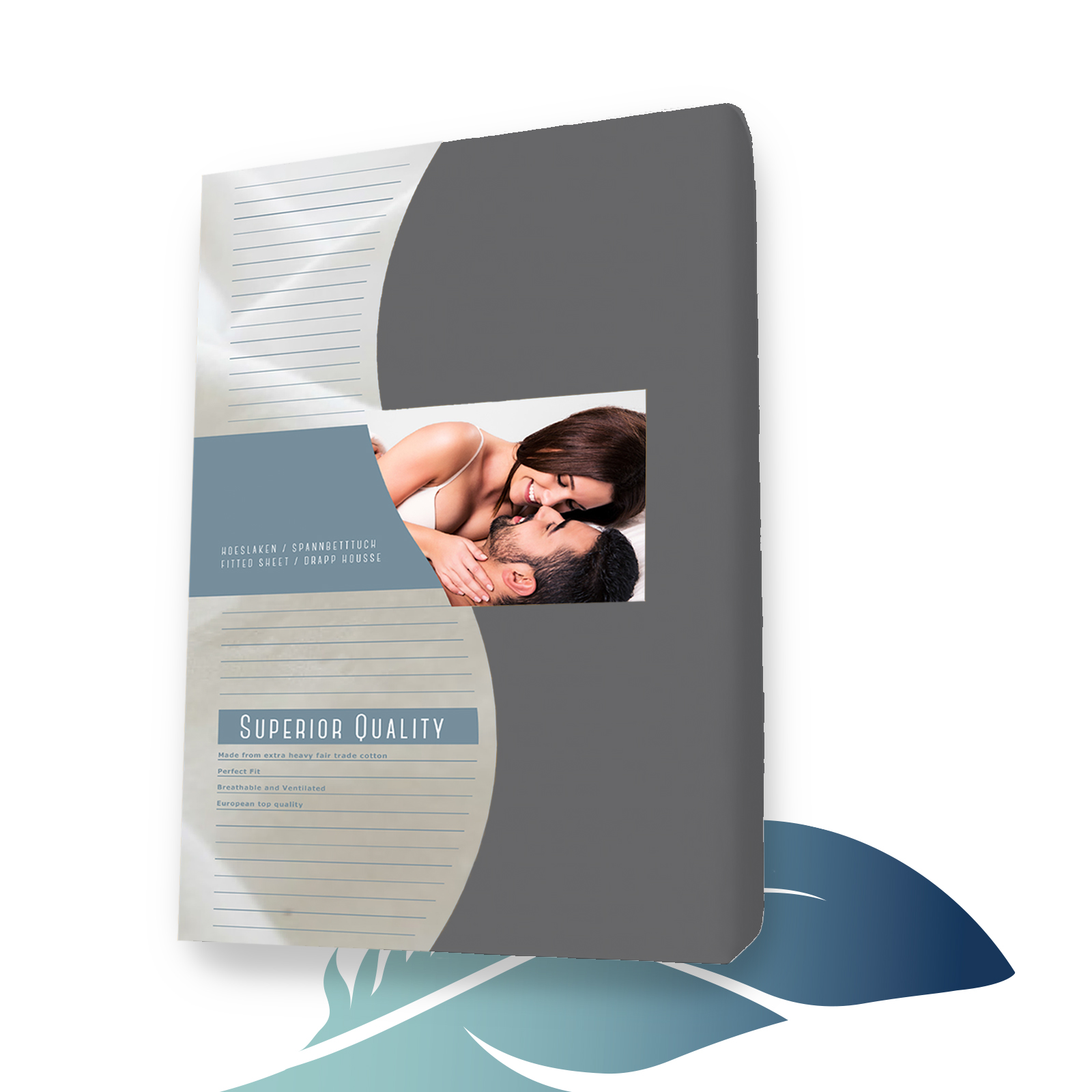 Duopak 2 stuks!! - Katoen satijnen hoeslaken 90 x 210 cm Antra